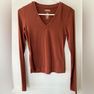UpWest Fitted Knit Burnt Orange Top